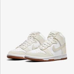 Nike Women's Mid-Top Sneakers in White and Beige with Gum Outsole
